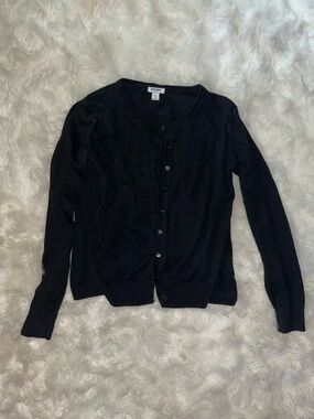 Old Navy Black Women's Button-Front Crewneck Cardigan